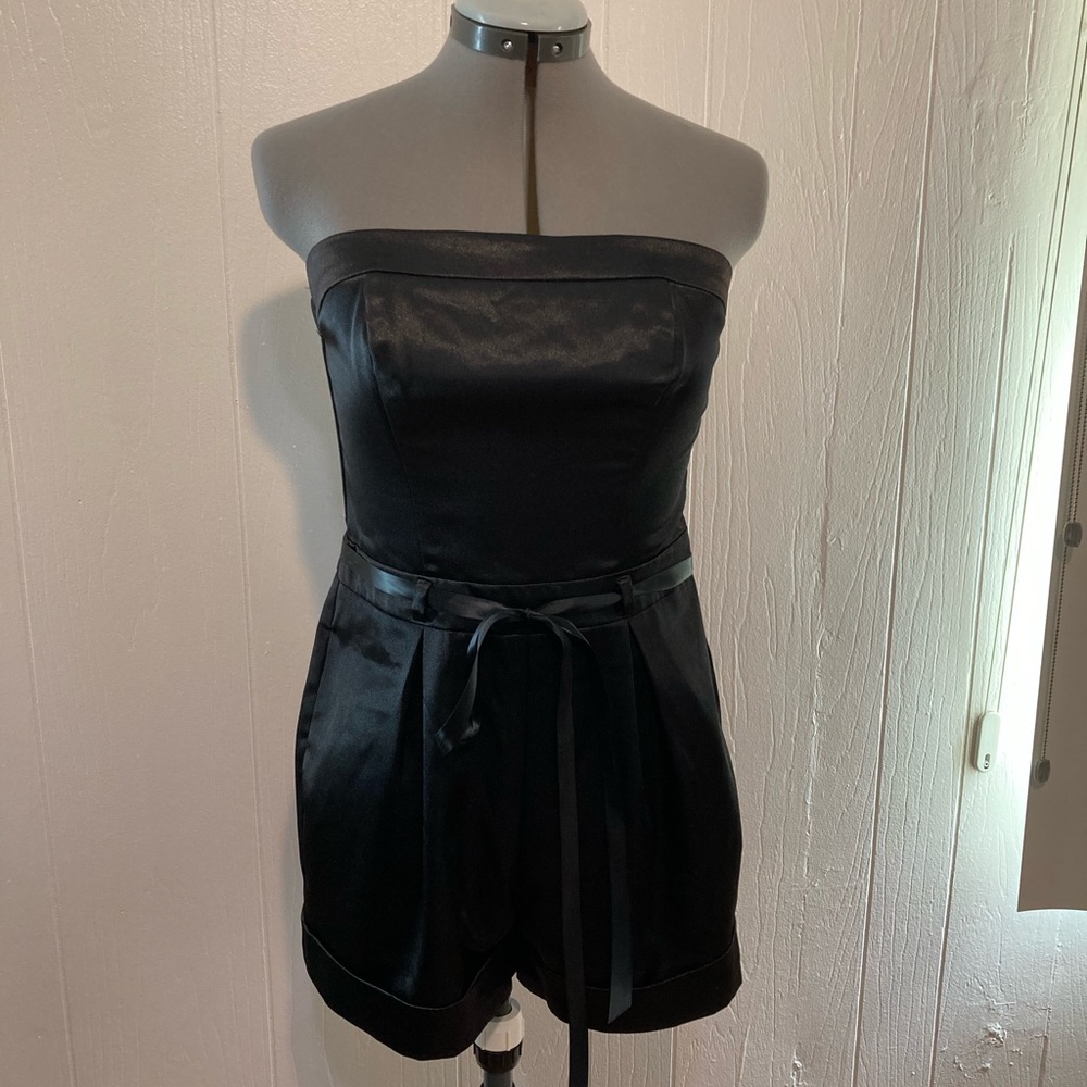 My Michelle Black satiny strapless romper size 7 Junior